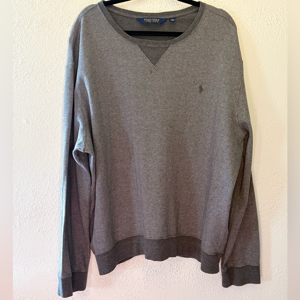 Polo Ralph Lauren Gray Printed V-Neck Sweater Men’s Size XXL Preppy